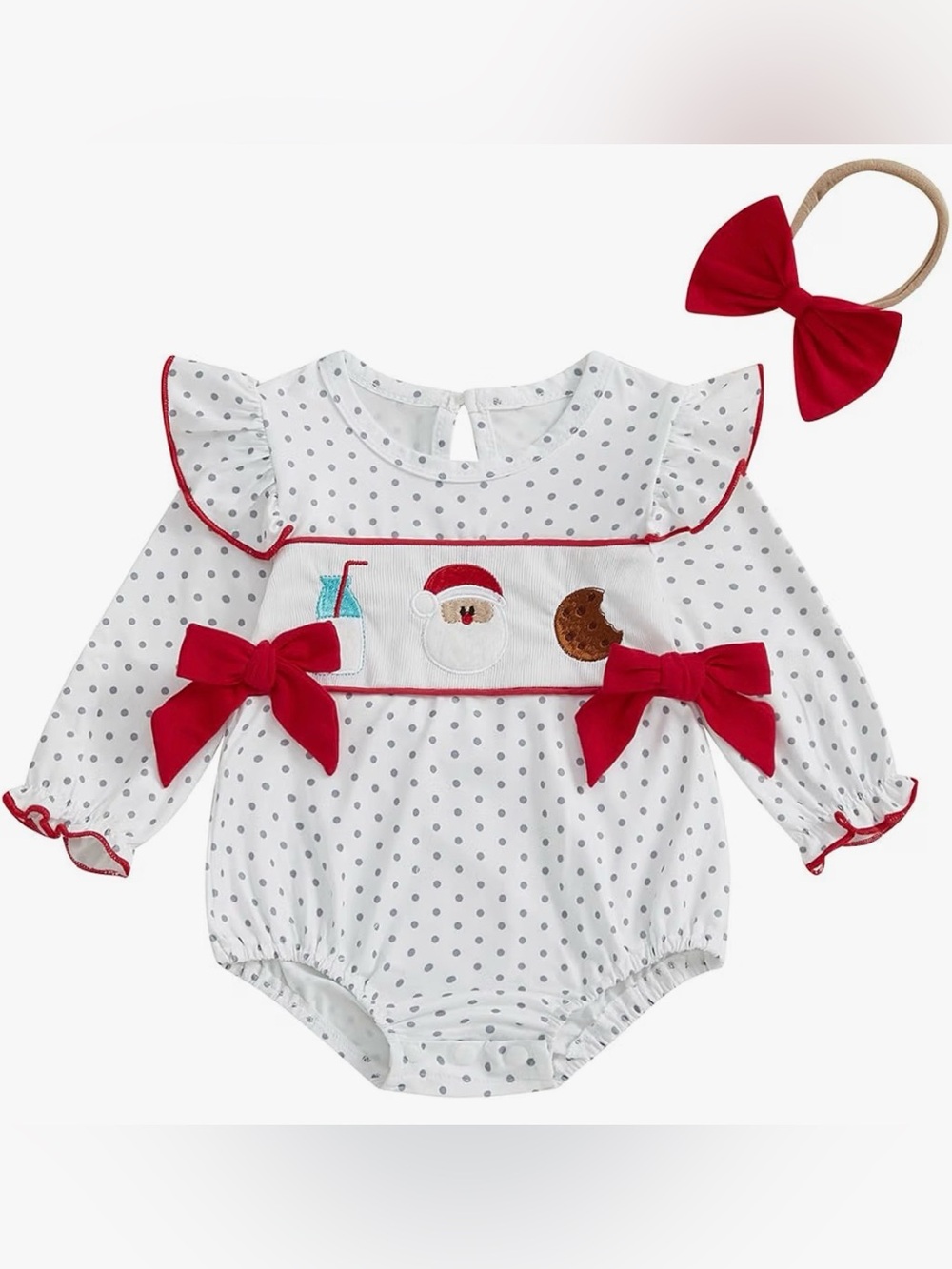 Christmas Long Sleeved Bubble w/ Bows 12-18m